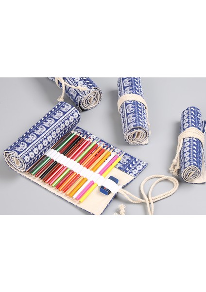 El Yapımı Tuval Kalem Perdesi 72 Delikli Büyük Kapasiteli Kalem Kutusu Erkek ve Kız Için Renkli Kurşun Kroki Kırtasiye Kutusu (Yurt Dışından) fiyatları