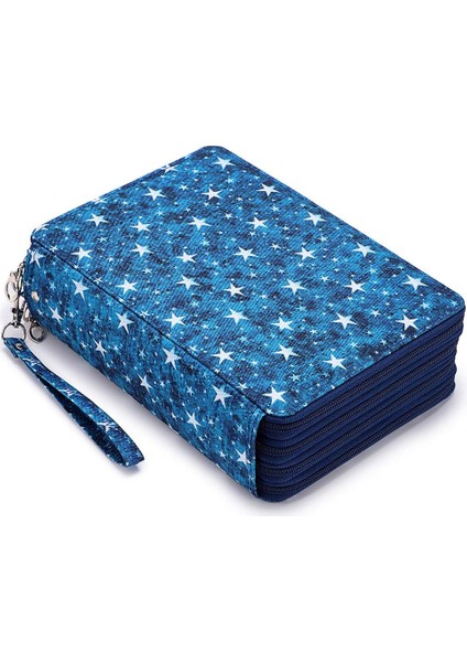 Renkli Kalem Kutusu - 200 Yuvalı Kalemlik Kalem Çantası Büyük Kapasiteli Sap Askılı Kalem Düzenleyici Baskı Desenli Kullanışlı Renkli Kalem Kutusu Mavi Yıldız (Yurt Dışından) fiyatları