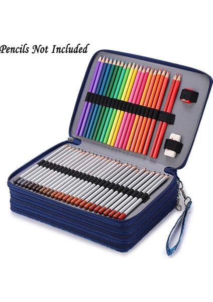 Renkli Kalem Kutusu - 200 Yuvalı Kalemlik Kalem Çantası Büyük Kapasiteli Sap Askılı Kalem Düzenleyici Baskı Desenli Kullanışlı Renkli Kalem Kutusu Mavi Yıldız (Yurt Dışından) modelleri