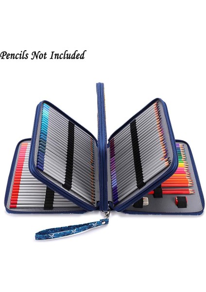 Renkli Kalem Kutusu - 200 Yuvalı Kalemlik Kalem Çantası Büyük Kapasiteli Sap Askılı Kalem Düzenleyici Baskı Desenli Kullanışlı Renkli Kalem Kutusu Mavi Yıldız (Yurt Dışından) fırsatları