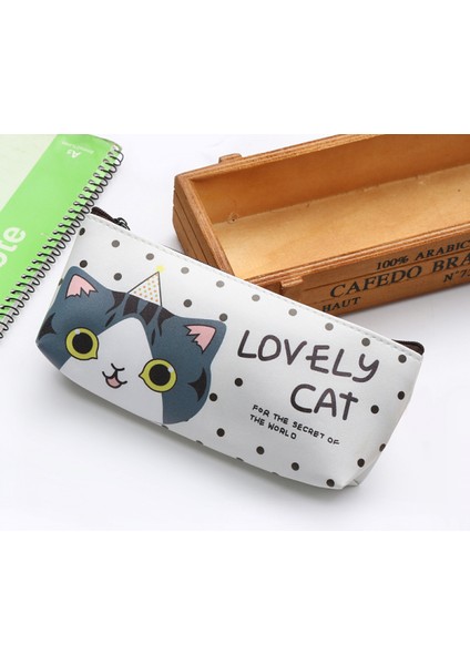 Karikatür Sevimli Kedi Kalem Kutusu Kozmetik Dayanıklı Tuval Kırtasiye Kozmetik Çantası Erkek Kız Öğrenciler ve Ofis Malzemeleri Için (Yurt Dışından)