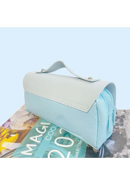 Kawaii Kiraz Çiçeği Kalem Çantası Pembe Tatlı Kalem Kutusu Büyük Kapasiteli Kırtasiye Kılıfı Okul Malzemeleri Makyaj Çantası (Mavi) (Yurt Dışından) indirimleri