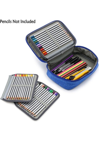 Yüksek Kapasiteli Fermuarlı Kalemler Kalem Kutusu - Çok Fonksiyonlu Kırtasiye Kalem Çantası 72 Yuvalı Renkli Kalem Kutusu 2 Çıkarılabilir Kollu Taşınabilir Kalem Çantaları (Mavi) (Yurt Dışından) modelleri