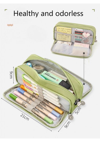 Büyük Kalem Kutusu Büyük Kapasiteli Kalem Çantası Büyük Depolama Kılıfı 3 Bölmeli Masa Düzenleyici Işaretleyici Kalem Kutusu Basit Kırtasiye Çantası Kalem Çantası (Yurt Dışından) fiyatları