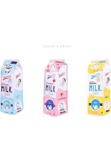 3'lü Yaratıcı Süt Karton Seti Suya Dayanıklı Pu Büyük Kapasiteli Kalem Kutusu, Sarı Mavi Pembe (Yurt Dışından)