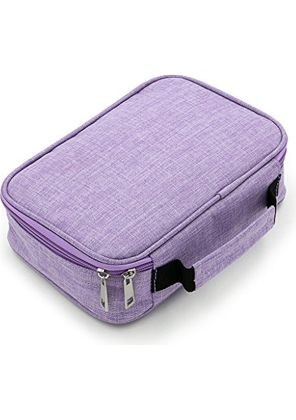 Yüksek Kapasiteli Fermuarlı Kalemler Kalem Kutusu - Çok Fonksiyonlu Kırtasiye Kalem Çantası 72 Yuvalı Renkli Kalem Kutusu 2 Çıkarılabilir Kollu Taşınabilir Kalem Çantaları (Mor) (Yurt Dışından)