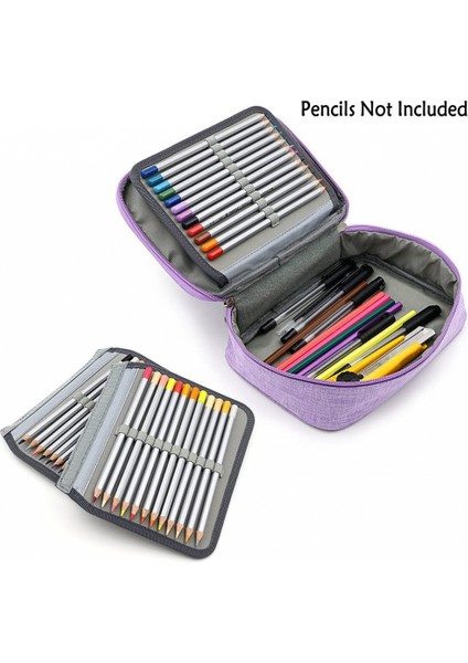 Yüksek Kapasiteli Fermuarlı Kalemler Kalem Kutusu - Çok Fonksiyonlu Kırtasiye Kalem Çantası 72 Yuvalı Renkli Kalem Kutusu 2 Çıkarılabilir Kollu Taşınabilir Kalem Çantaları (Mor) (Yurt Dışından) modelleri