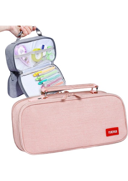 Kalem Kutusu, Büyük Kapasiteli, Tuval, Kırtasiye Malzemesi, Süper Büyük Kapasiteli, Basit 3 Katmanlı Ortaokul Erkek ve Kadın Korece (Pembe) (Yurt Dışından)