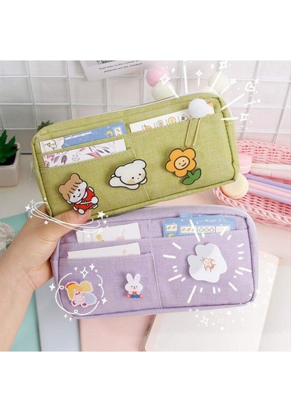 3 Adet Pimli Kawaii Kalem Kutusu Estetik Kalem Kutusu Kawaii Kırtasiye Kawaii Okul Malzemeleri (Mor) (Yurt Dışından) fırsatları