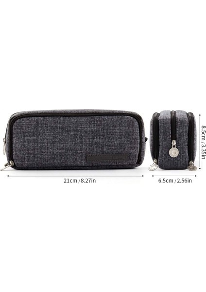 Büyük Kalem Kutusu Büyük Kapasiteli 3 Bölmeli Genç Erkek Kız Okul Öğrencileri Için Tuval Kalem Çantası (Siyah) (Yurt Dışından) modelleri