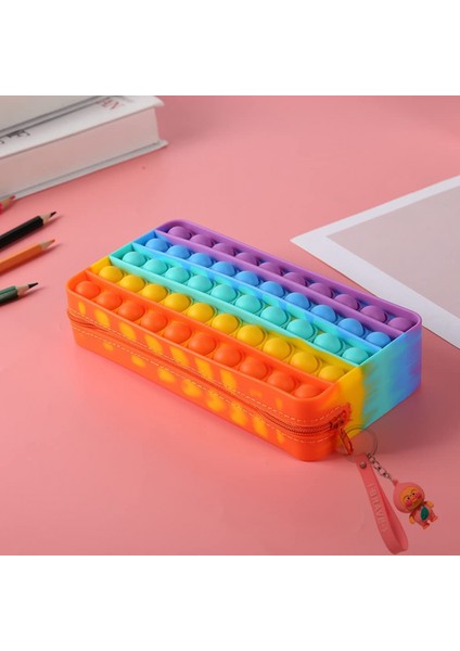 Kırtasiye Kalem Kutusu Taşıması Kolay Büyük Kapasiteli Yaratıcı Silikon Pop Kabarcık Fidget Oyun ve Kalem Makyaj Kalemi Depolama Kese, Renkli (Yurt Dışından) fiyatları