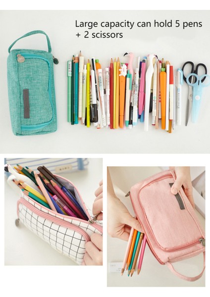 Öğrenciler Için Basit Yaratıcı Kalem Kutusu Tuval Çok Katmanlı Büyük Kapasiteli Kırtasiye Çantası (Yurt Dışından) indirimleri