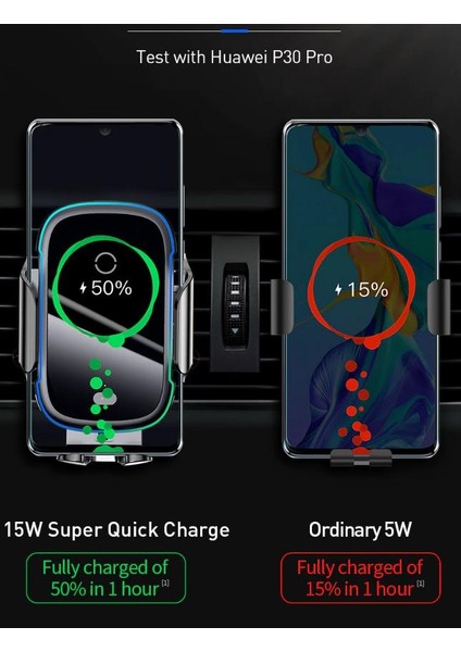 Super Şarj 2in1 Araç Şarjı ve Araç Telefon Tutucu 15W Torpido Üzeri Araç Şarj Telefon Tutucu