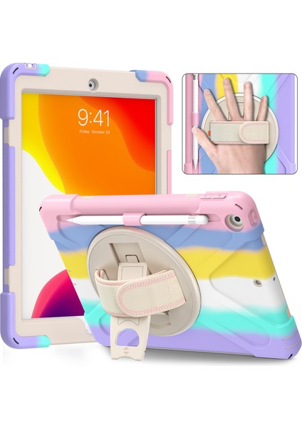 Wekity iPad 10.2 Kılıf iPad 9/8/7 Nesil Kılıf, Kalem Tutucu El Askılı Omuz Askılı Ağır Hizmet Çocuk Koruma Kılıfı (Yurt Dışından)