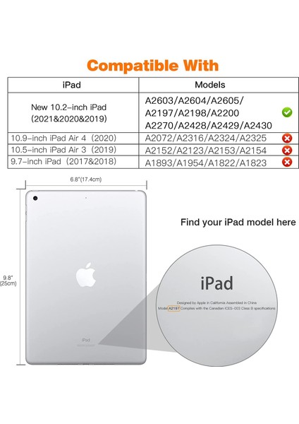 Wekity iPad 10.2 iPad 8. Nesil 2020 Kılıfı Yumuşak Mat Arka Ince Kılıf, Standlı, Otomatik Uyandırma/uyku (Yurt Dışından)