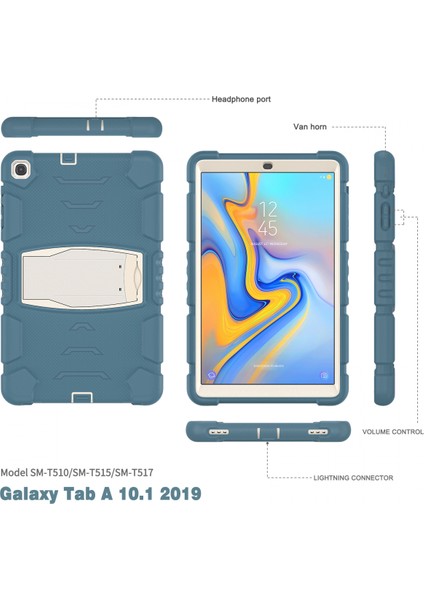 2019 Samsung Tab 10.1 Tablet Pc Kapak T515 Silikon Anti-Drop Kapak T510 Braketi Her Şey Dahil Koruyucu Kapak Renkli Mavi (Yurt Dışından)