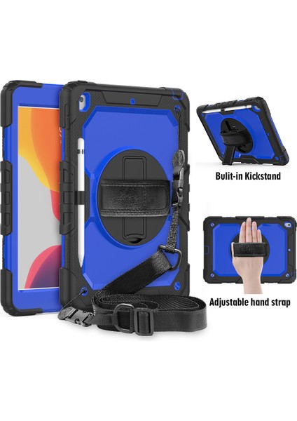 Wekity iPad 9/8/7 Gen Cover 10,2 Inç, 360 Derece Dönebilen Standlı Tam Gövde Alt Kapak, Kalem Tutucu, Ekran Koruyucu (Yurt Dışından)