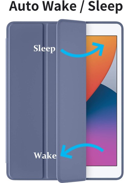 iPad 10.2 Inç 2021/2020 iPad 9./8. Nesil ve 2019 iPad 7. Nesil ile Uyumlu Kılıf Kalem Tutuculu, Yumuşak Tpu Sırtlı Koruyucu Kılıf, Otomatik Uyku/uyandırma Kapağı, Mavi Gri (Yurt Dışından) modelleri