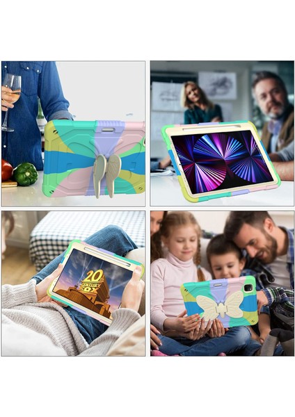 iPad Air4(10.9ınch) Için Kılıf, Çocuk Darbeye Dayanıklı Çocuk Kelebek Kılıfı, Eva Koruyucu Kılıf-Renkli Yeşil (Yurt Dışından)