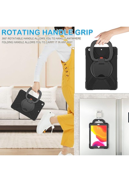 Wekity iPad 9/8/7 Gen Kılıfı (Ipad 10,2 Inç Sağlam Kılıf 2021/2020/2019) Ekran Koruyucu, Döner Stand/kalem Tutucu/omuz Askısıyla (Yurt Dışından)