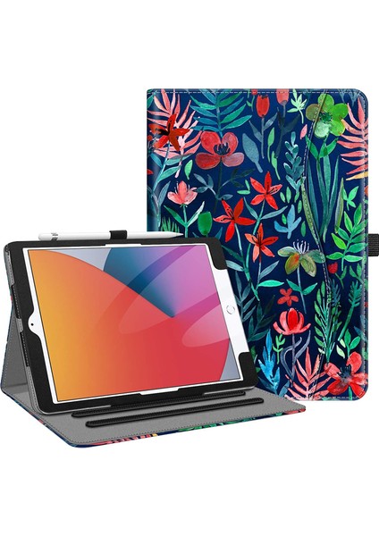 iPad 10.2 8. Nesil 2020 Için Wekity Kapak - [köşe Koruması] Cepli ve Kalem Tutuculu Çok Açılı Görüntüleme Standı Kapağı (Yurt Dışından)