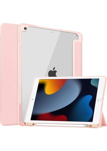 iPad 9./8./7. Nesil (2021/2020/2019) 10,2" - [yerleşik Kalem Tutucu] Şeffaf Şeffaf Sırtlı Darbeye Dayanıklı Kapak, Otomatik Uyku Uyandırma, Pembe (Yurt Dışından)