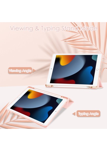 iPad 9./8./7. Nesil (2021/2020/2019) 10,2" - [yerleşik Kalem Tutucu] Şeffaf Şeffaf Sırtlı Darbeye Dayanıklı Kapak, Otomatik Uyku Uyandırma, Pembe (Yurt Dışından)