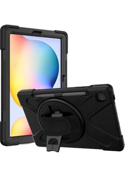 Samsung Galaxy Tab S6 Lite 10.4 Için Kalem Tutuculu Kılıf, Yumuşak ve Hafif Silikon Kılıf Galaxy Tab S6 Lite 10.4 2020 SM-P610/P615 Döner Standlı Kılıf Siyah (Yurt Dışından)