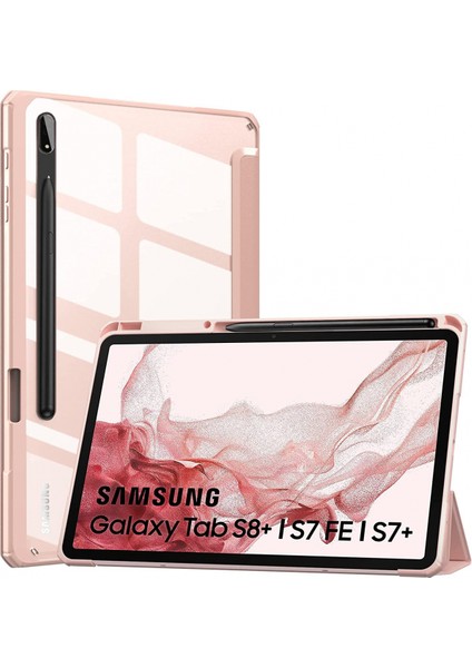 Samsung Galaxy Tab S7 Fe/s7 + Plus 12.4''2021 (SM-T730/SM-T736) Tablet Kılıfı, Tab S7 Fe, Otomatik Uyandırma/uyku Için Ince Şeffaf Arka Kapak Samsung Tab S7 Fe, Pembe (Yurt Dışından)