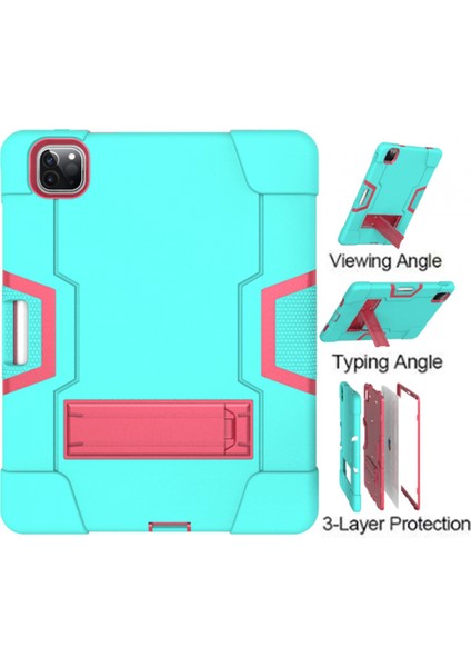iPad Pro 11 2020 Için, Hibrit Ağır Hizmet Üç Katmanlı Tam Vücut Darbeye Dayanıklı Sağlam Kılıf ve iPad Pro 11 2020 Için Standlı 11 Inç (Yeşil) (Yurt Dışından)