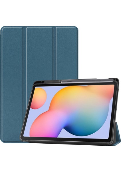 Samsung Galaxy Tab S6/tab S6 Tablet Kılıfı Için 10,4", Premium Deri Ince ve Hafif, Otomatik Uyku/uyandırma Sert Üç Katlı Stand Kılıfı (P610/P615) Koyu Yeşil (Yurt Dışından)