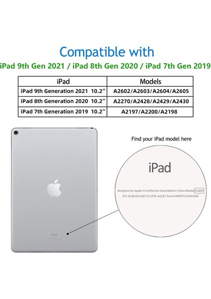 iPad 10.2 Inç 2021/2020 iPad 9./8. Nesil ve 2019 iPad 7. Nesil ile Uyumlu Kılıf Kalem Tutuculu, Yumuşak Tpu Sırtlı Koruyucu Kılıf, Otomatik Uyku/uyandırma Kapağı, Lacivert (Yurt Dışından)