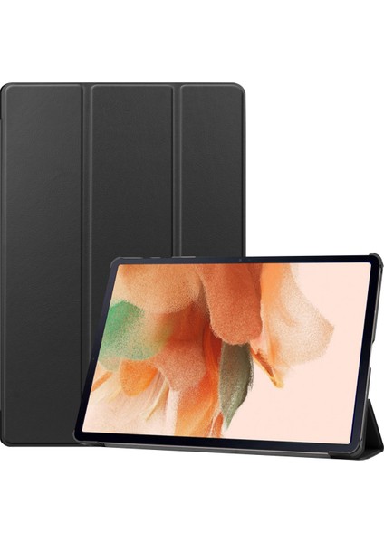 Samsung Galaxy Tab S7 Fe 12,4" 2021 / Galaxy Tab S7+ 12,4" 2021T730/T736, Esnek Tpu Arka Kapak Otomatik Uyku/uyandırma Özellikli Hafif Üç Katlı Stand, Siyah (Yurt Dışından)