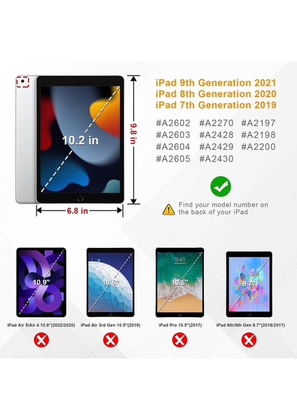 iPad 9. / 8. / 7. Nesil (2021/2020/2019) 10,2 Inç - [köşe Koruması] Cep ve Kalem Tutuculu Çok Açılı Görüntüleme Standı Kapağı, Otomatik Uyku Uyandırma, Denim Indigo (Yurt Dışından)