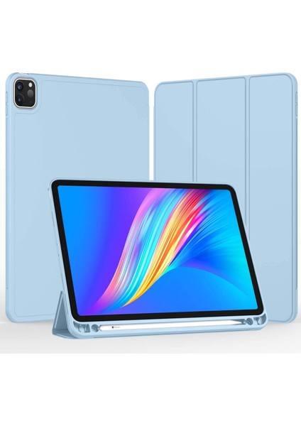 iPad Pro 12,9 Inç 5. Nesil / 4. Nesil (2021 ve 2020) Uyumlu, Akıllı Uyku Modu ve Kalem Bölmeli Pu Deri Kaplamalı Premium Tablet Kılıfı (Açık Mavi) (Yurt Dışından) fiyatları