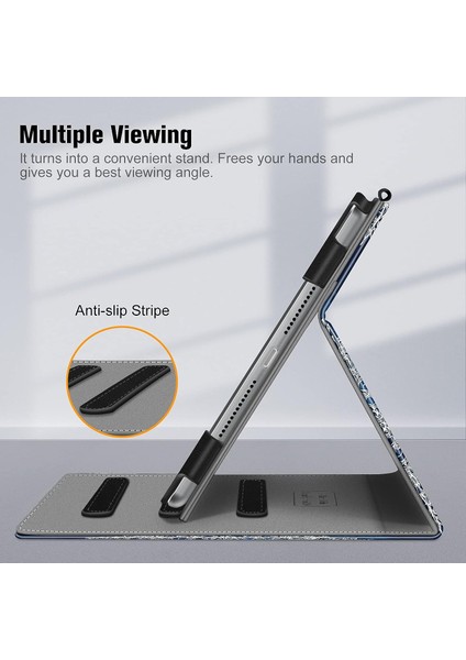 iPad 10.2 8. Nesil 2020 Için Wekity Kapak - [köşe Koruması] Cepli ve Kalem Tutuculu Çok Açılı Görüntüleme Standı Kapağı (Yurt Dışından)
