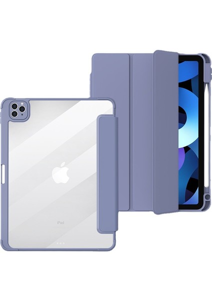 IPAD2019/20/21 (10,2 Inç) ile Uyumlu Kılıf, Kalem Tutuculu Yumuşak Tpu Kapaklı Üç Katlı Stand, Otomatik Uyandırma/uyku, Mor (Yurt Dışından)