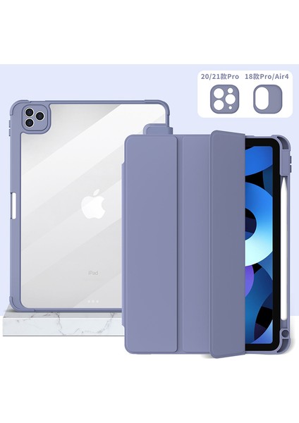 IPAD2019/20/21 (10,2 Inç) ile Uyumlu Kılıf, Kalem Tutuculu Yumuşak Tpu Kapaklı Üç Katlı Stand, Otomatik Uyandırma/uyku, Mor (Yurt Dışından) fiyatları
