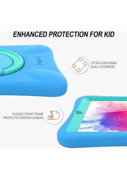 ipad Mini6 Için Çocuk Kılıfı - Hafif Esnek Darbeye Dayanıklı, Katlanır Saplı Stand, ipad Mini6 Için Tam Gövde Erkek Kız Kılıfı, Nane Mavisi (Yurt Dışından)