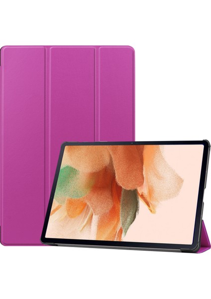 Samsung Galaxy Tab S7 Fe 12,4" 2021 / Galaxy Tab S7+ 12,4" 2021T730/T736, Esnek Tpu Arka Kapak Otomatik Uyku/uyandırma Özellikli Hafif Üç Katlı Stand, Mor (Yurt Dışından)