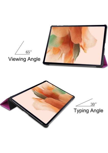 Samsung Galaxy Tab S7 Fe 12,4" 2021 / Galaxy Tab S7+ 12,4" 2021T730/T736, Esnek Tpu Arka Kapak Otomatik Uyku/uyandırma Özellikli Hafif Üç Katlı Stand, Mor (Yurt Dışından)