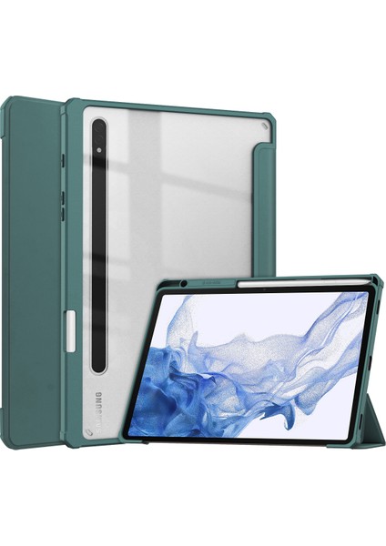 Samsung Galaxy Tab S8/tab S7 11" Ince Kılıf (Model SM-X700/X706/T870/T875) Kalem Tepsili, Darbeye Dayanıklı Kapak, Şeffaf Arka, Otomatik Uyandırma/uyku, Yeşil (Yurt Dışından)