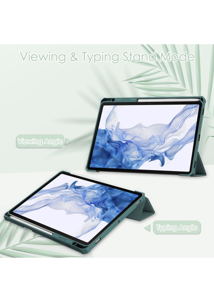 Samsung Galaxy Tab S8/tab S7 11" Ince Kılıf (Model SM-X700/X706/T870/T875) Kalem Tepsili, Darbeye Dayanıklı Kapak, Şeffaf Arka, Otomatik Uyandırma/uyku, Yeşil (Yurt Dışından)