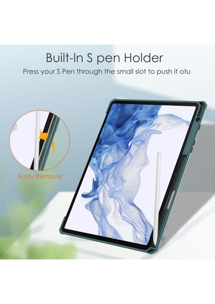 Samsung Galaxy Tab S8/tab S7 11" Ince Kılıf (Model SM-X700/X706/T870/T875) Kalem Tepsili, Darbeye Dayanıklı Kapak, Şeffaf Arka, Otomatik Uyandırma/uyku, Yeşil (Yurt Dışından)