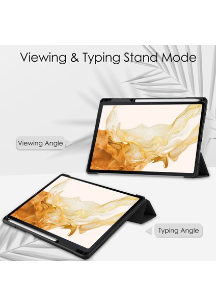 Samsung Galaxy Tab S8+ 12.4 2022 (SM-X800/X806) / Tab S7 Fe 12.4 Inç 2021 / Tab S7 Plus 12.4 2020, S Kalem Standı Ile, Otomatik Uyandırma Özellikli Şeffaf Tablet Arkası, Siyah (Yurt Dışından)