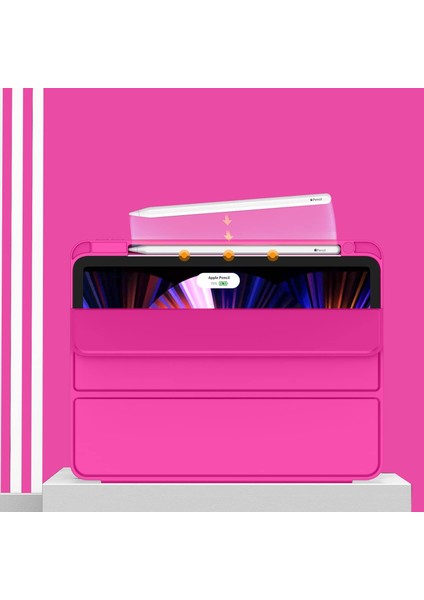 Yeni iPad Pro 11 Inç Kılıf 2021(3. NESIL)/2020(2. Nesil) Kalem Tutuculu, Akıllı iPad Kılıfı [touch Id ve Otomatik Uyandırma/uyku Desteği], Otomatik 2. Nesil Kalem Şarjı (Gül Kırmızısı) (Yurt Dışından) modelleri