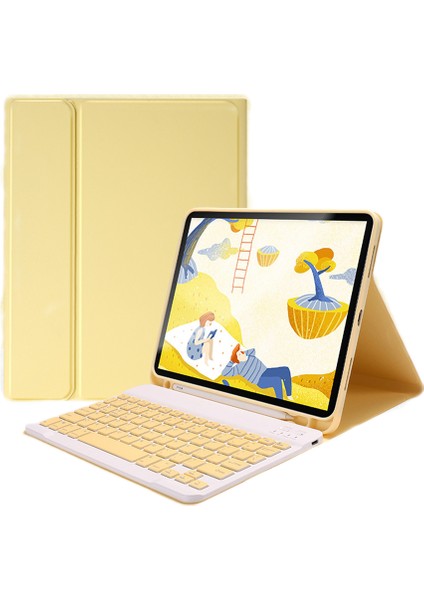 Ipad PRO2020/21(11INCH) Için Kılıf - Apple Kalem Tutuculu ve Kablosuz Ayrılabilir Klavyeli Ince Koruyucu Kılıf (Sarı) (Yurt Dışından)