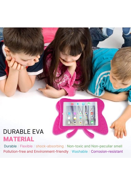 Ipad2/3/4 Çocuk Kılıfı Ipad2/3/4 Çocuklar Için 3D Sevimli Kelebek Kılıf Hafif Eva Stand Darbeye Dayanıklı Sağlam Ağır Hizmet Çocuk Dostu Kız Için iPad Kapağı Ipad2/3/4 (Gül) (Yurt Dışından)