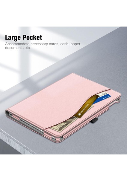 iPad 9. / 8. / 7. Nesil (2021/2020/2019) 10,2 Inç - [köşe Koruması] Cep ve Kalem Tutuculu Çok Açılı Görüntüleme Standı Kapağı, Otomatik Uyku Uyandırma, Pembe Altın (Yurt Dışından)