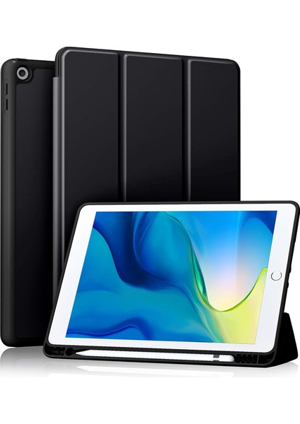 iPad 10.2 Inç 2021/2020 iPad 9./8. Nesil ve 2019 iPad 7. Nesil ile Uyumlu Kılıf, Kalem Tutuculu, Yumuşak Tpu Sırtlı Koruyucu Kılıf, Otomatik Uyku/uyandırma Kapağı, Siyah (Yurt Dışından)